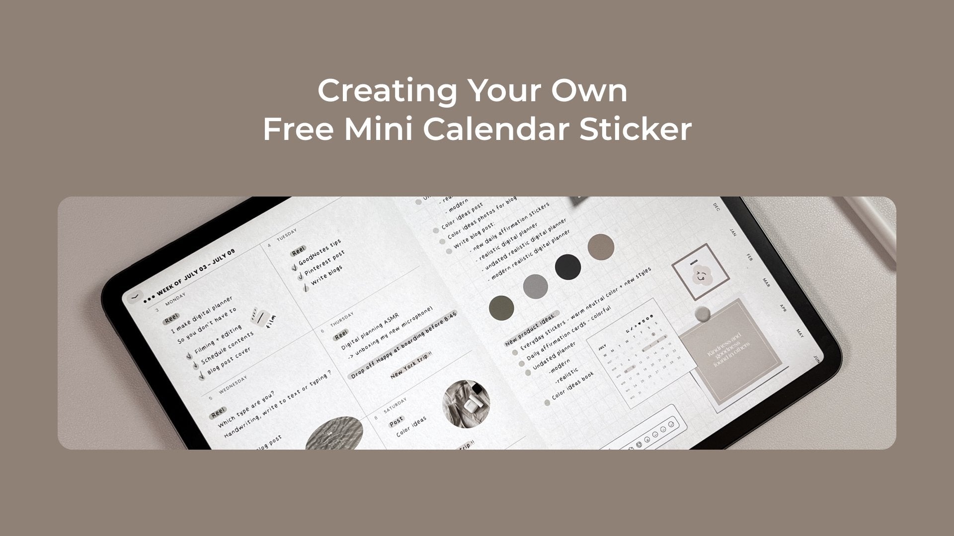 Creating Your Own Free Mini Calendar Sticker: Digital Planner Stickers for Digital Planning - IvoryDigitalHub - Digital Planners | Digital Notebooks | Digital Stickers | Digital Templates