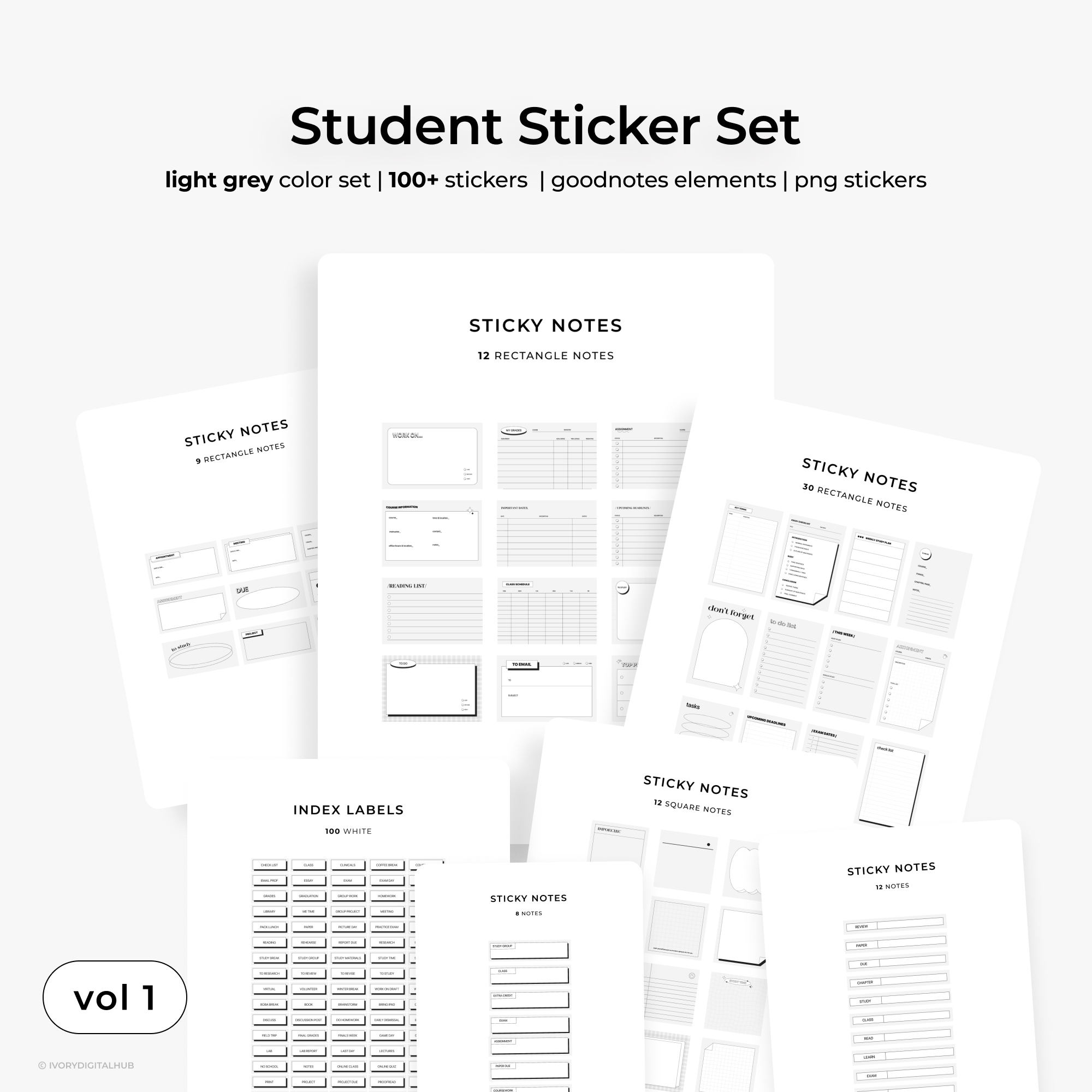 Retro Student Digital Sticker | Light Grey