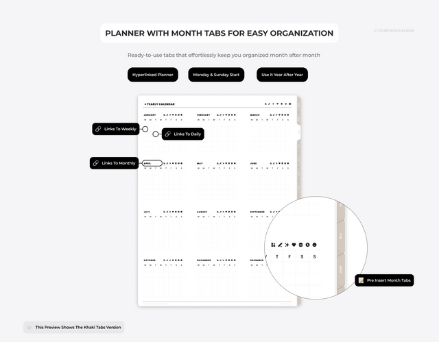 Undated All-in-One Digital Planner - Portrait