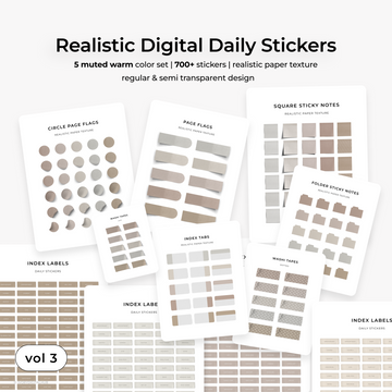 Realistic Digital Daily Stickers | Muted Warm