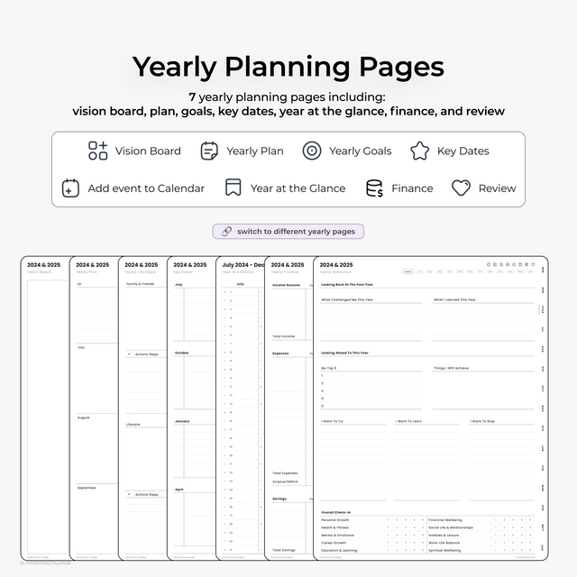 2024-2025 Midyear Digital Planner - Portrait Plain