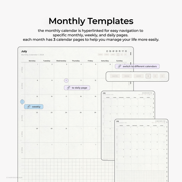 2024-2025 Midyear Digital Planner - Portrait White