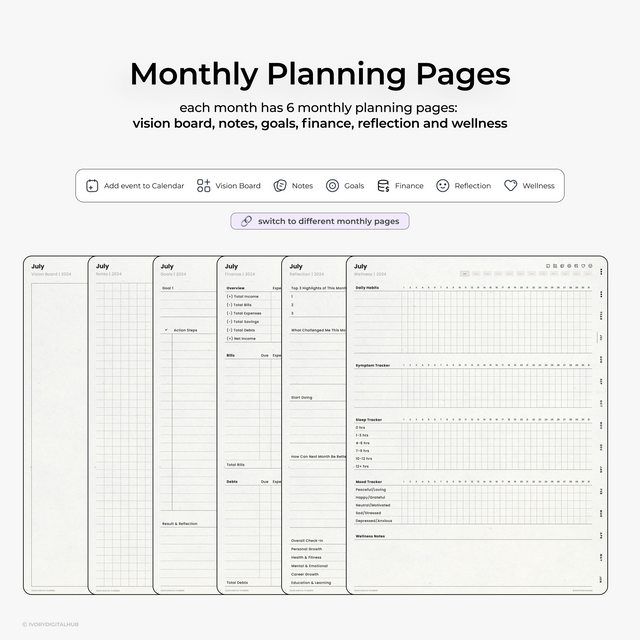 2024-2025 Midyear Digital Planner - Portrait White