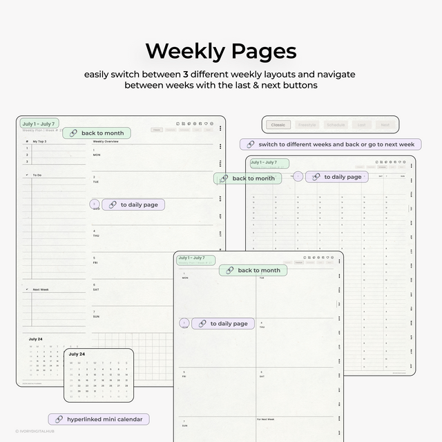 2024-2025 Midyear Digital Planner - Portrait White