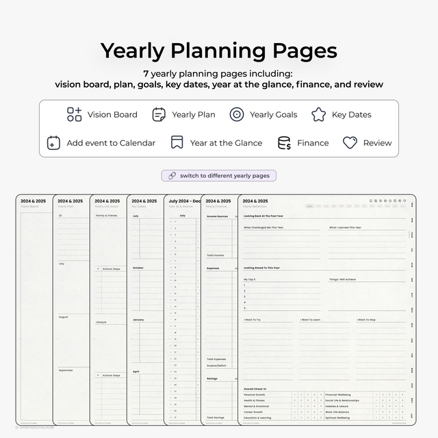 2024-2025 Midyear Digital Planner - Portrait White