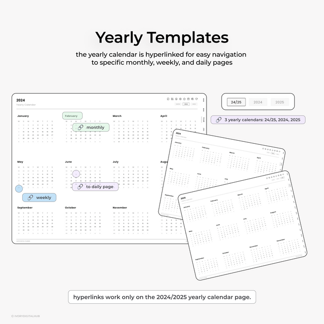 2024-2025 Midyear Digital Planner - Plain Bundle