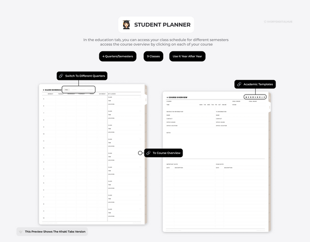 Undated Ultimate Student Digital Planner - Portrait