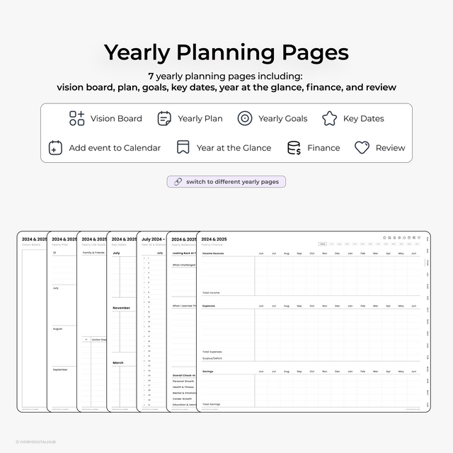 2024-2025 Midyear Digital Planner - Plain Bundle