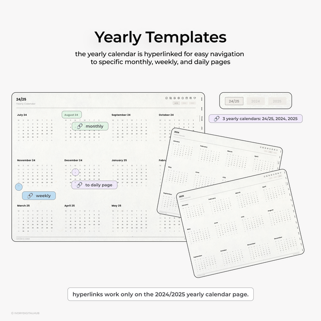 2024-2025 Midyear Digital Planner - Landscape White