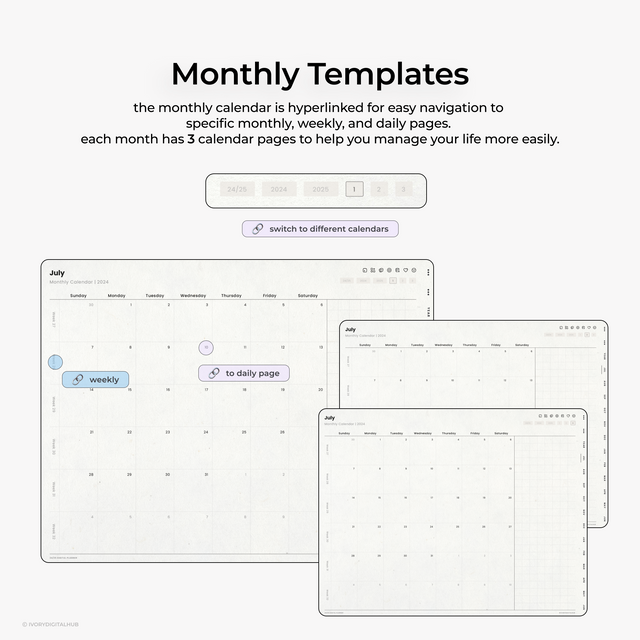 2024-2025 Midyear Digital Planner - White Bundle