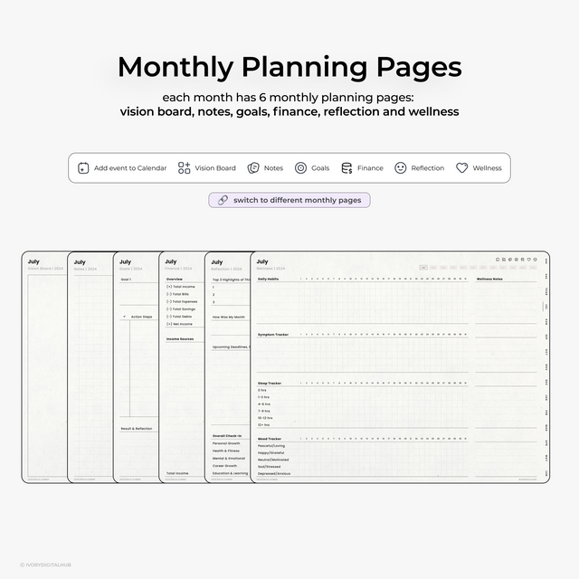 2024-2025 Midyear Digital Planner - Landscape White