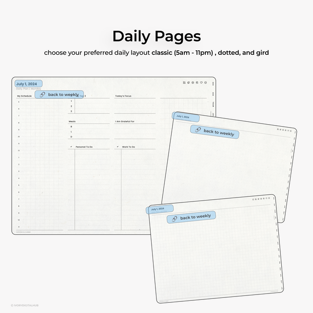 2024-2025 Midyear Digital Planner - Landscape White