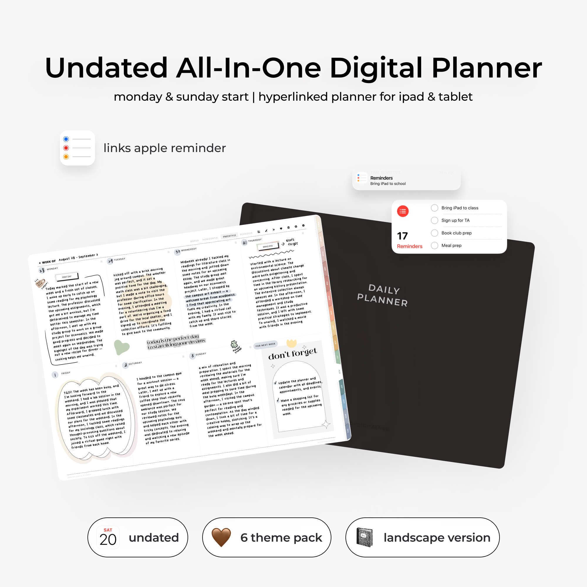 Undated All-in-One Digital Planner - Landscape