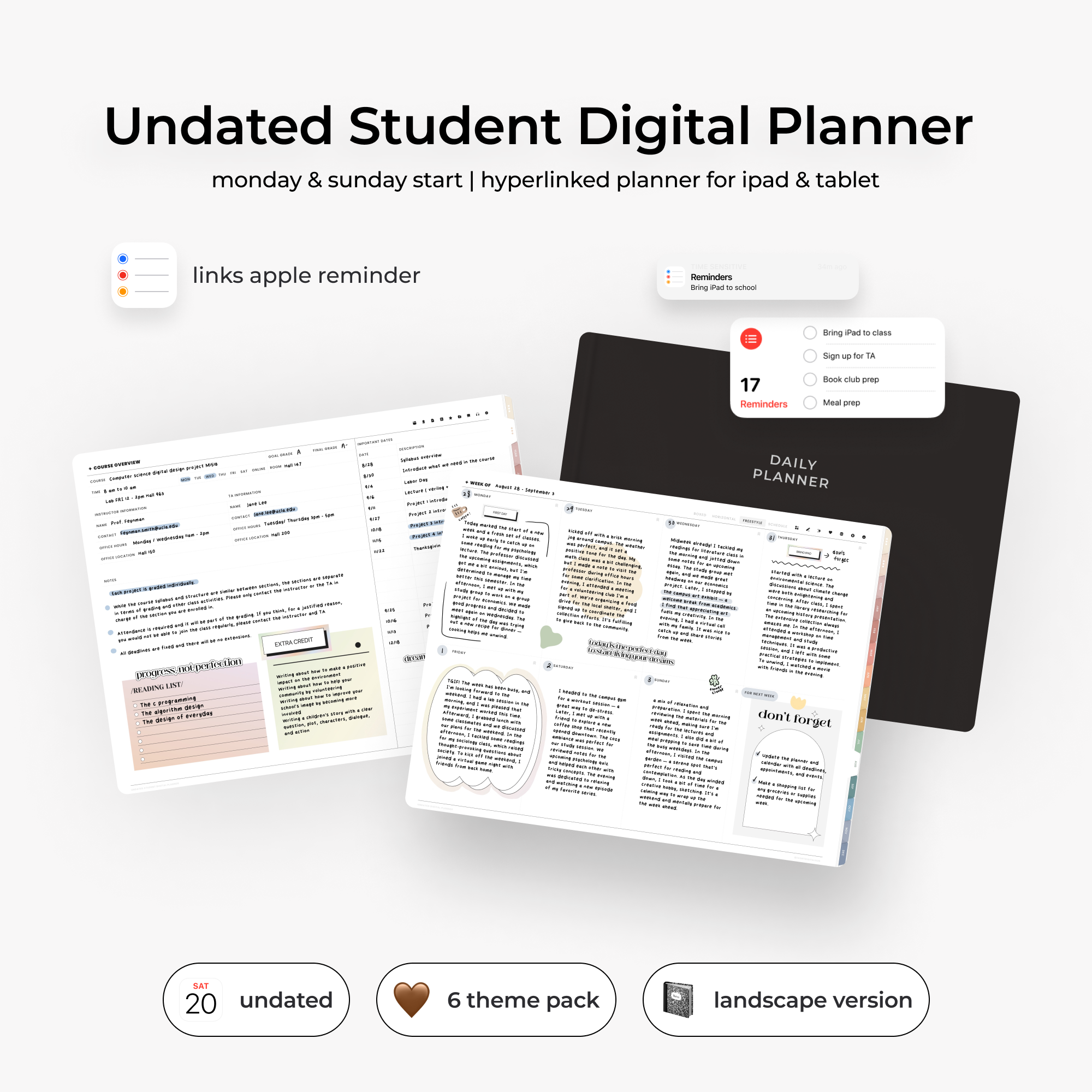 Undated Ultimate Student Digital Planner - Landscape