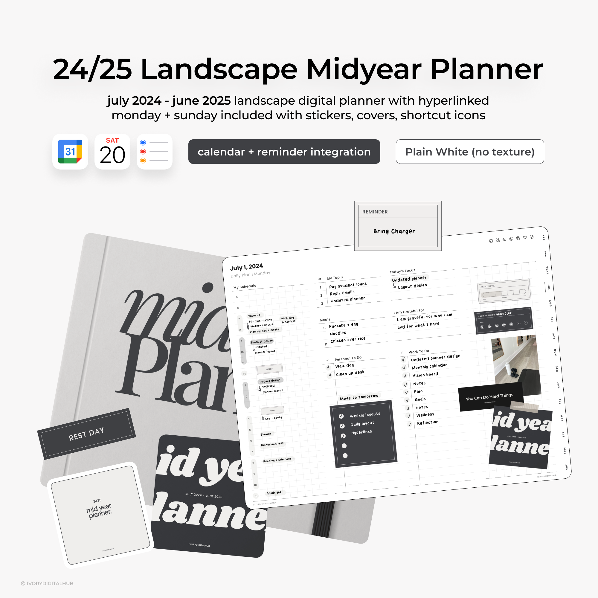 2024-2025 Midyear Digital Planner - Landscape Plain