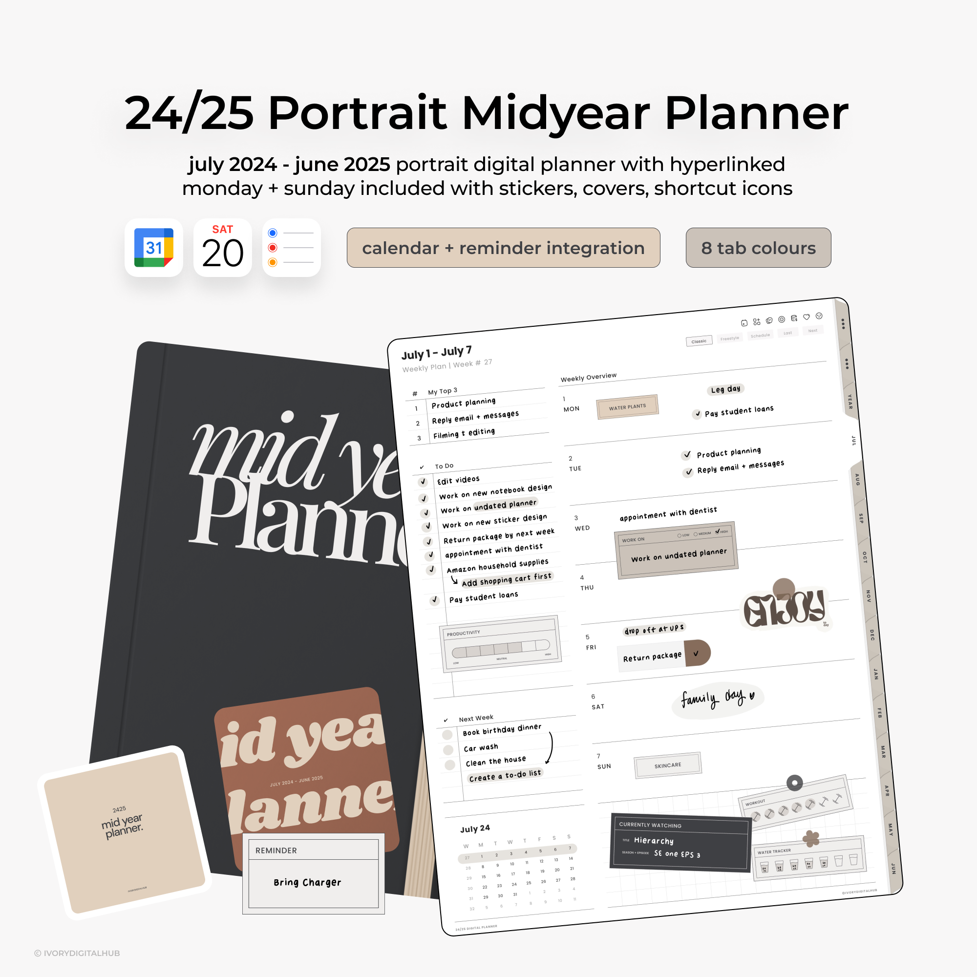 2024-2025 Midyear Digital Planner - Portrait