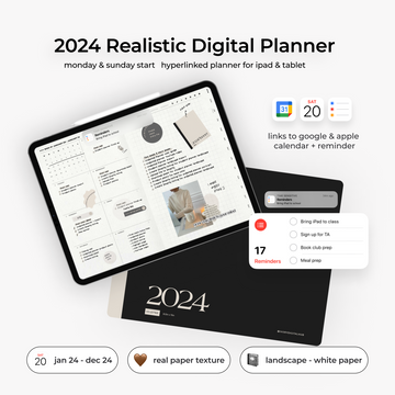 2024 Realistic Digital Planner - Landscape White