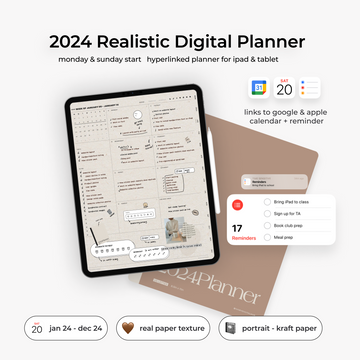 2024 Realistic Digital Planner - Portrait Kraft
