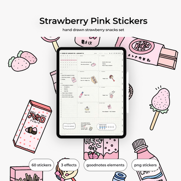 Little Moments - Strawberry Snacks Hand Drawn Sticker Set