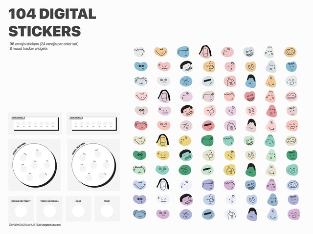 Digital Stickers, Digital Planner Stickers, Planner Stickers, Emoji Stickers, Daily Sticker, GoodNotes Stickers, Mood Sticker