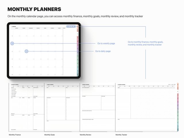 Undated Landscape Digital Planner - Gradient Tabs