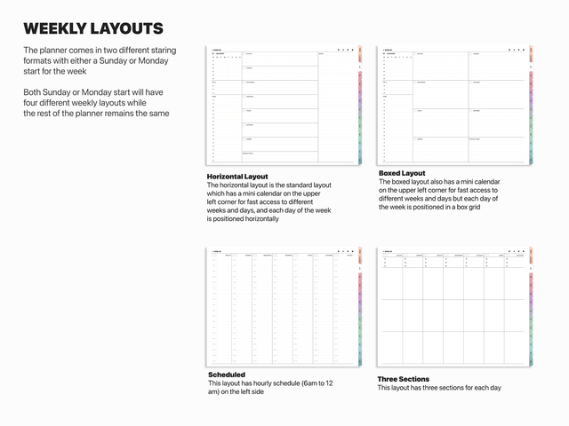 Undated Landscape Digital Planner - Gradient Tabs