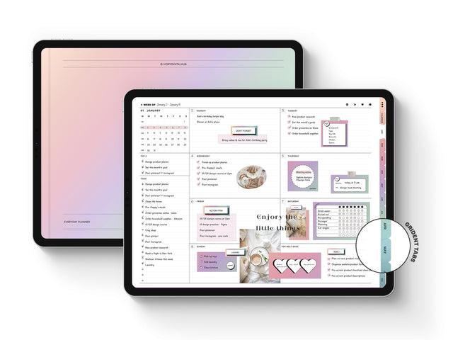 Undated Landscape Digital Planner - Gradient Tabs