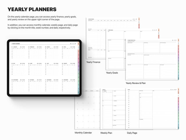 Undated Landscape Digital Planner - Gradient Tabs