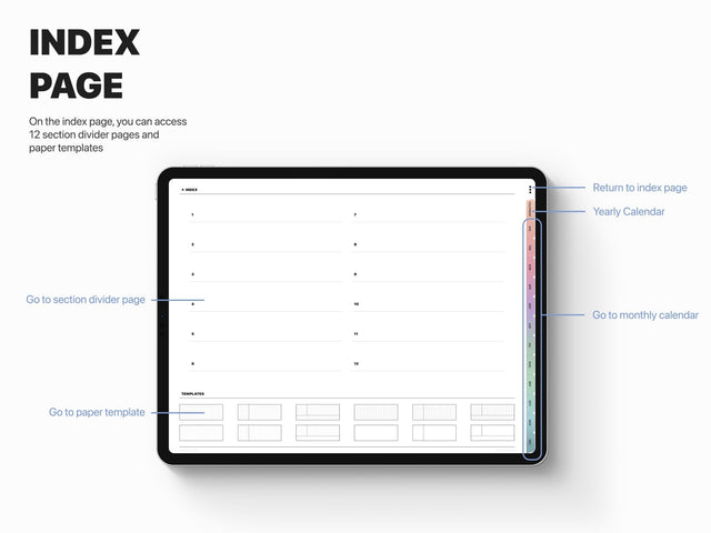 Undated Landscape Digital Planner - Gradient Tabs