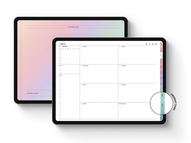 Undated Landscape Digital Planner - Gradient Tabs