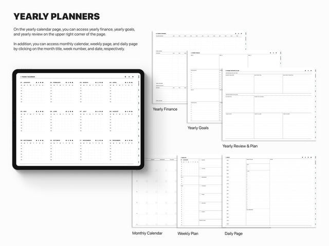 Undated Landscape Digital Planner - White Tabs