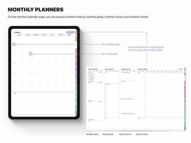 Undated Portrait Digital Planner - Gradient Tabs