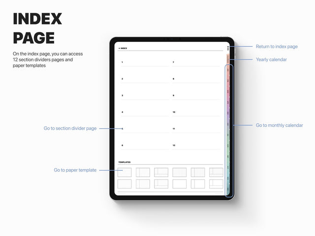 Undated Portrait Digital Planner - Gradient Tabs