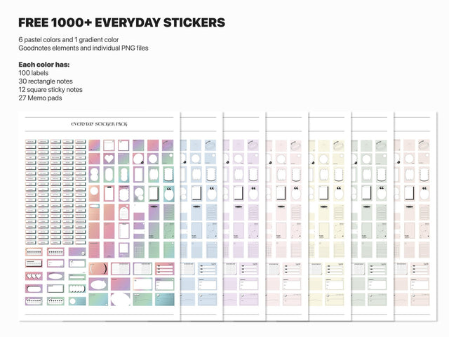 Undated Portrait Digital Planner - Gradient Tabs