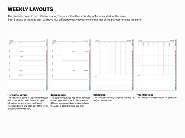 Undated Portrait Digital Planner - Gradient Tabs