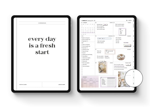 Undated Portrait Digital Planner - White Tabs