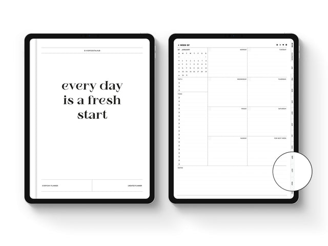 Undated Portrait Digital Planner - White Tabs