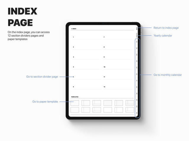 Undated Portrait Digital Planner - White Tabs