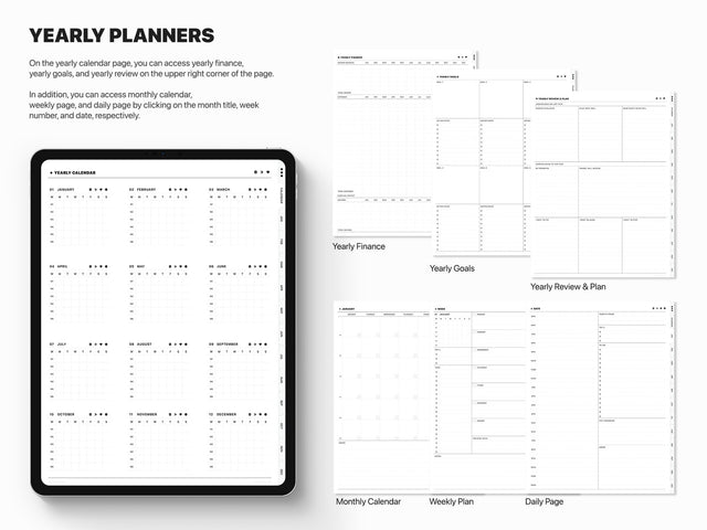 Undated Portrait Digital Planner - White Tabs